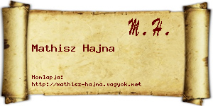 Mathisz Hajna névjegykártya